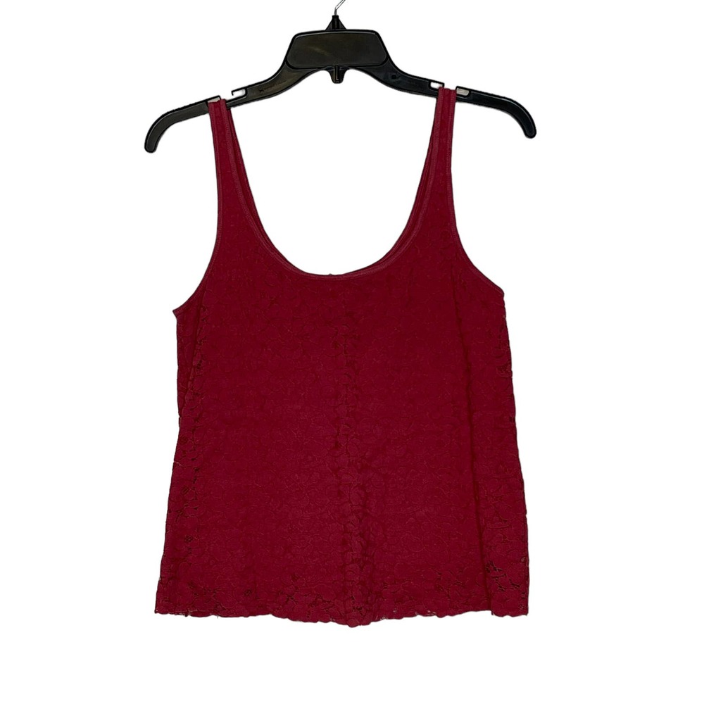 American Eagle Tank Top Size Small Burgundy Floral Lace Lined Women Cotton Blend